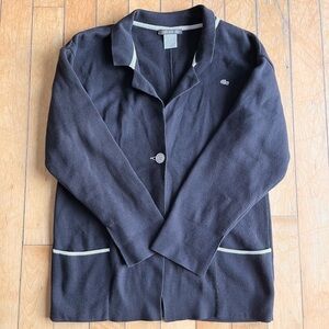 Lacoste Y2K Contrast‑Trim Collegiate Style 100% Cotton Cardigan Size Large (42)